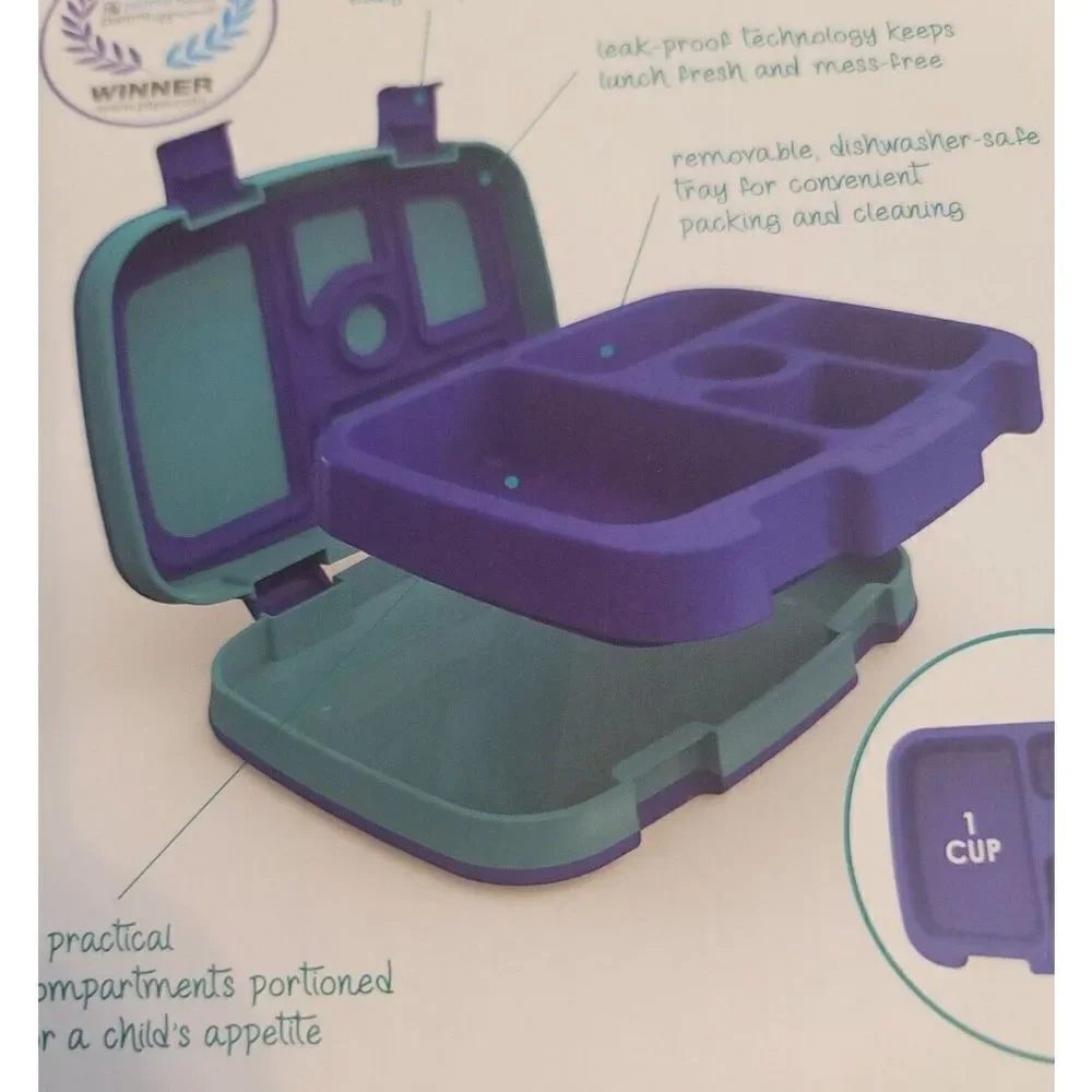 Bentgo Kids Lunch Box Bento-Styled Durable & Leak Proof Sharks NEW Blue Ages 3-7